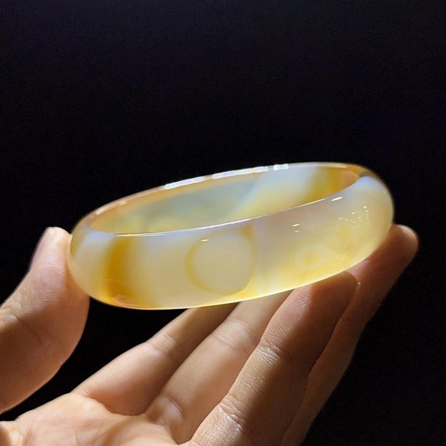 Natural Agate Bangle Leaf Style Size 60 mm