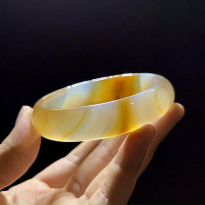Natural Agate Bangle Leaf Style Size 60 mm