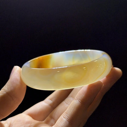 Natural Agate Bangle Leaf Style Size 60 mm