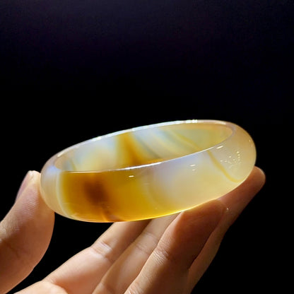 Natural Agate Bangle Leaf Style Size 60 mm