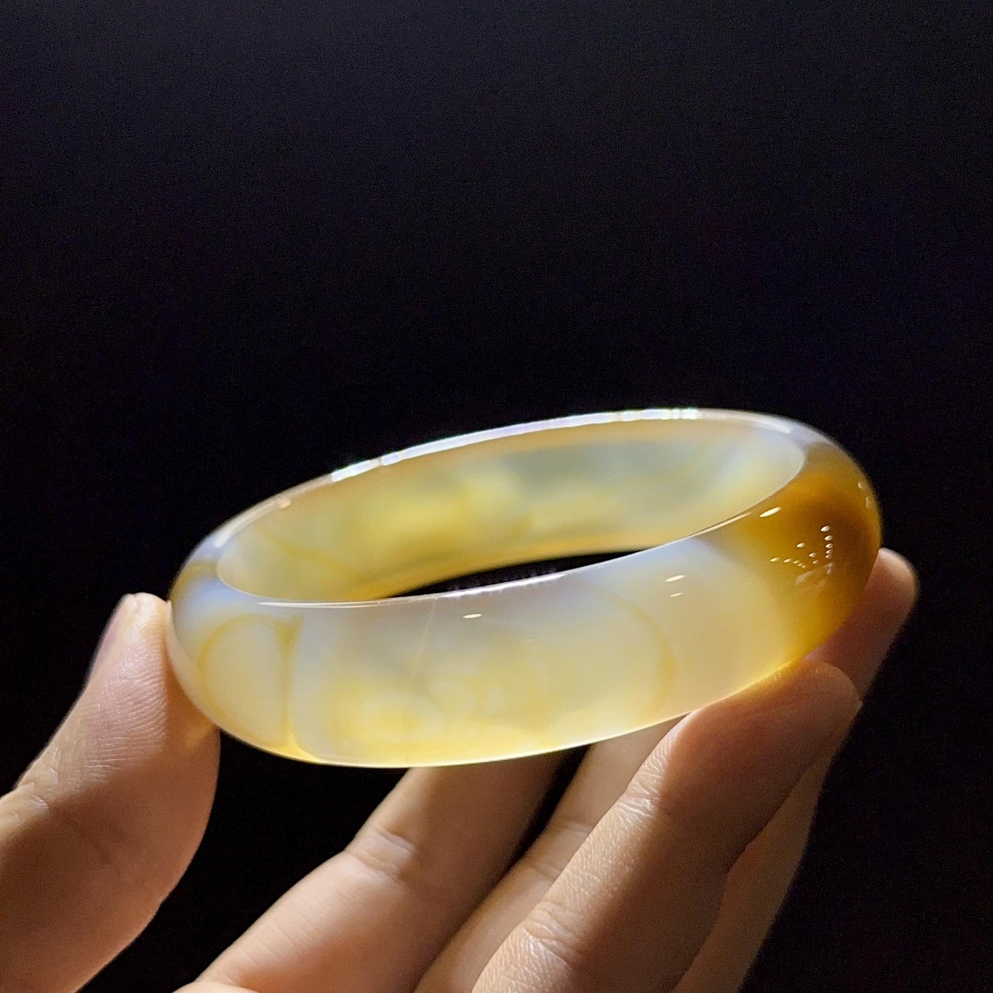Natural Agate Bangle Leaf Style Size 60 mm