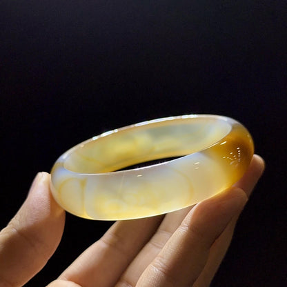 Natural Agate Bangle Leaf Style Size 60 mm
