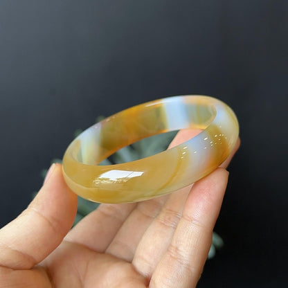 Natural Agate Bangle Leaf Style Size 60 mm