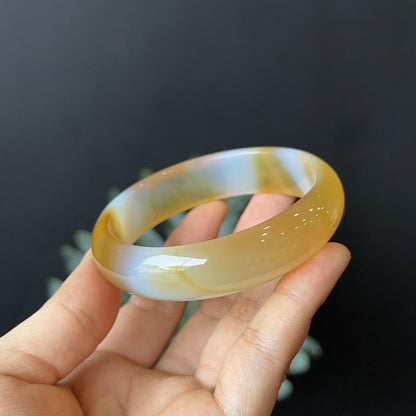 Natural Agate Bangle Leaf Style Size 60 mm