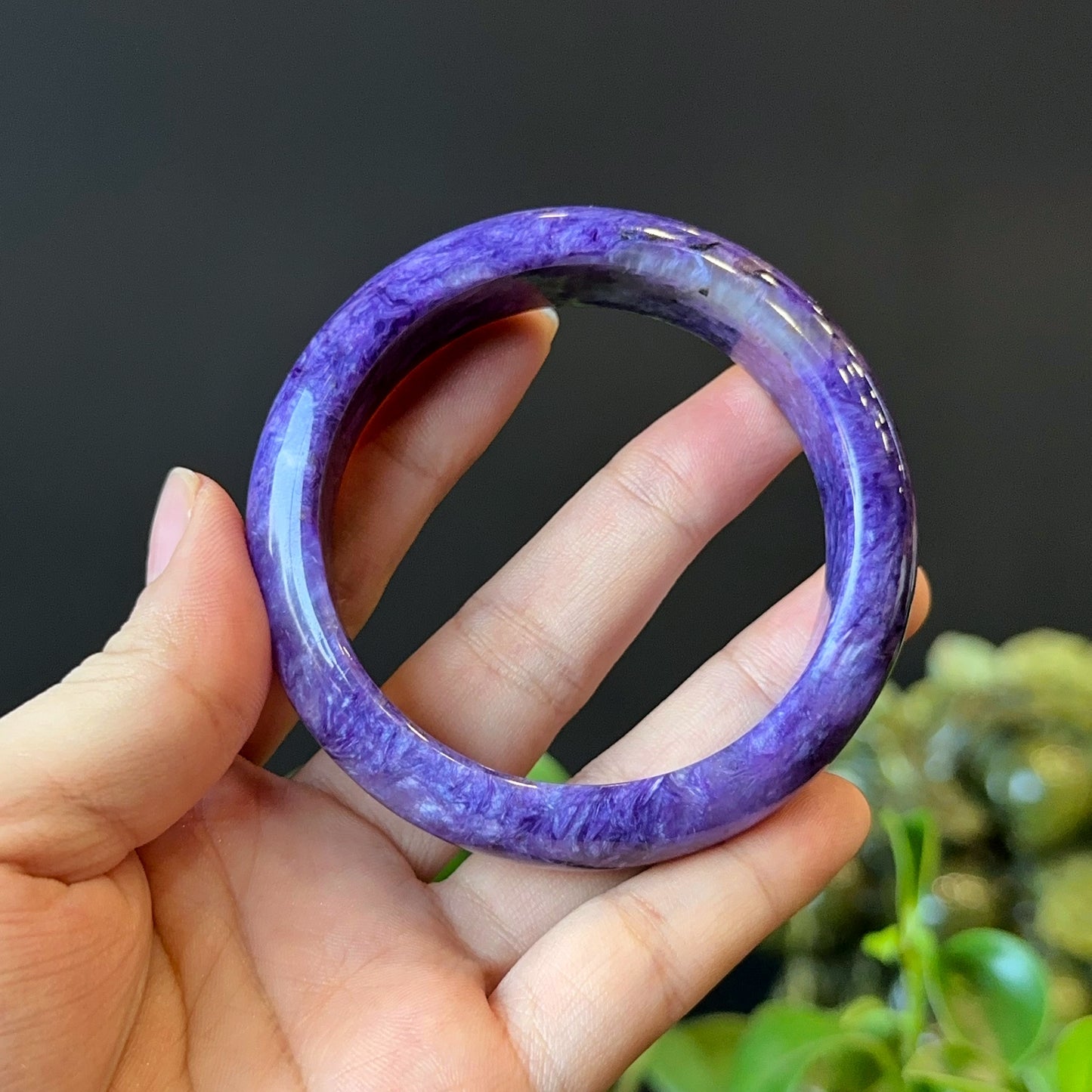 Charoite Bangle Leaf Style Size 57 mm