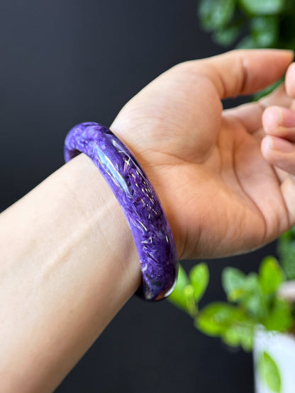 Charoite Bangle Leaf Style Size 60 mm