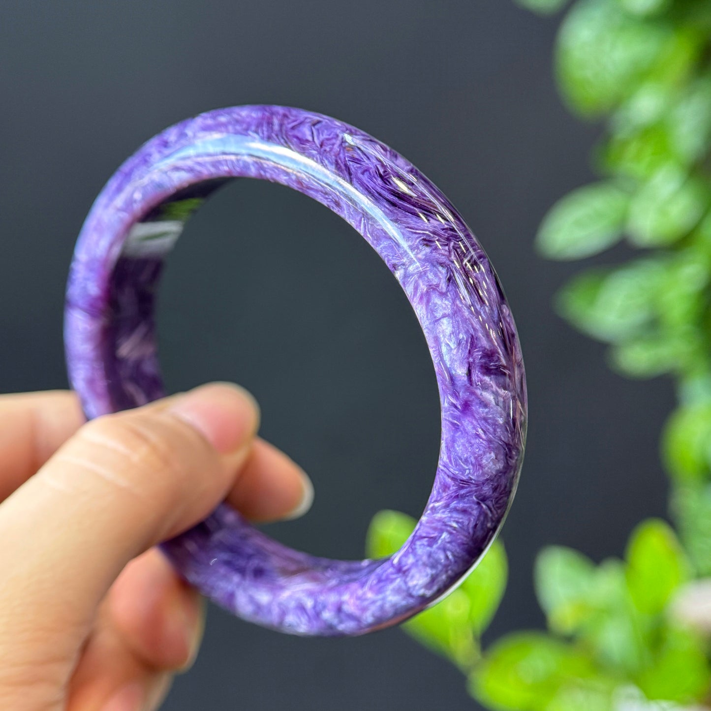 Charoite Bangle Leaf Style Size 60 mm