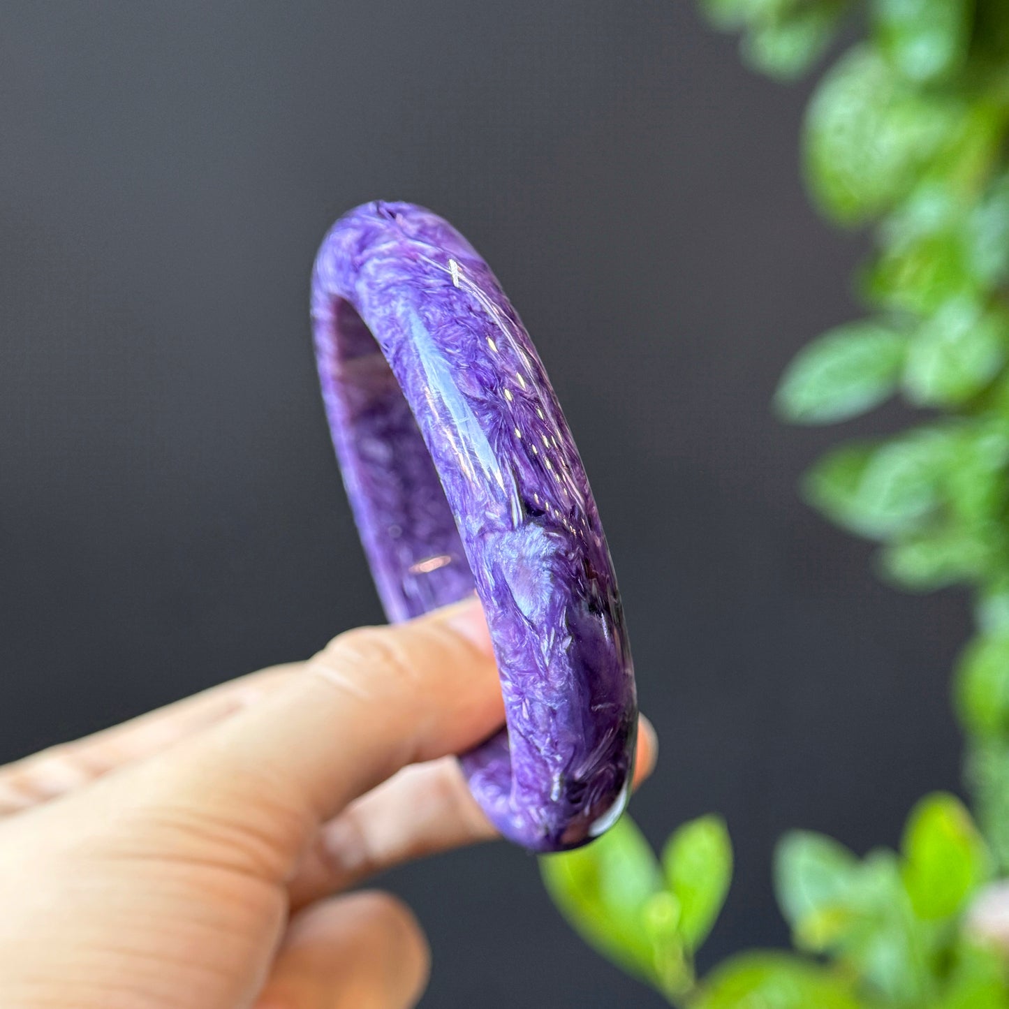 Charoite Bangle Leaf Style Size 60 mm