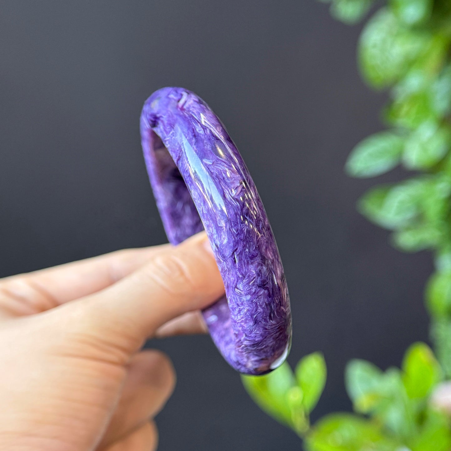 Charoite Bangle Leaf Style Size 60 mm