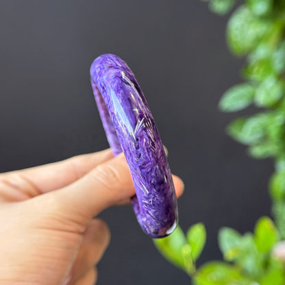 Charoite Bangle Leaf Style Size 60 mm