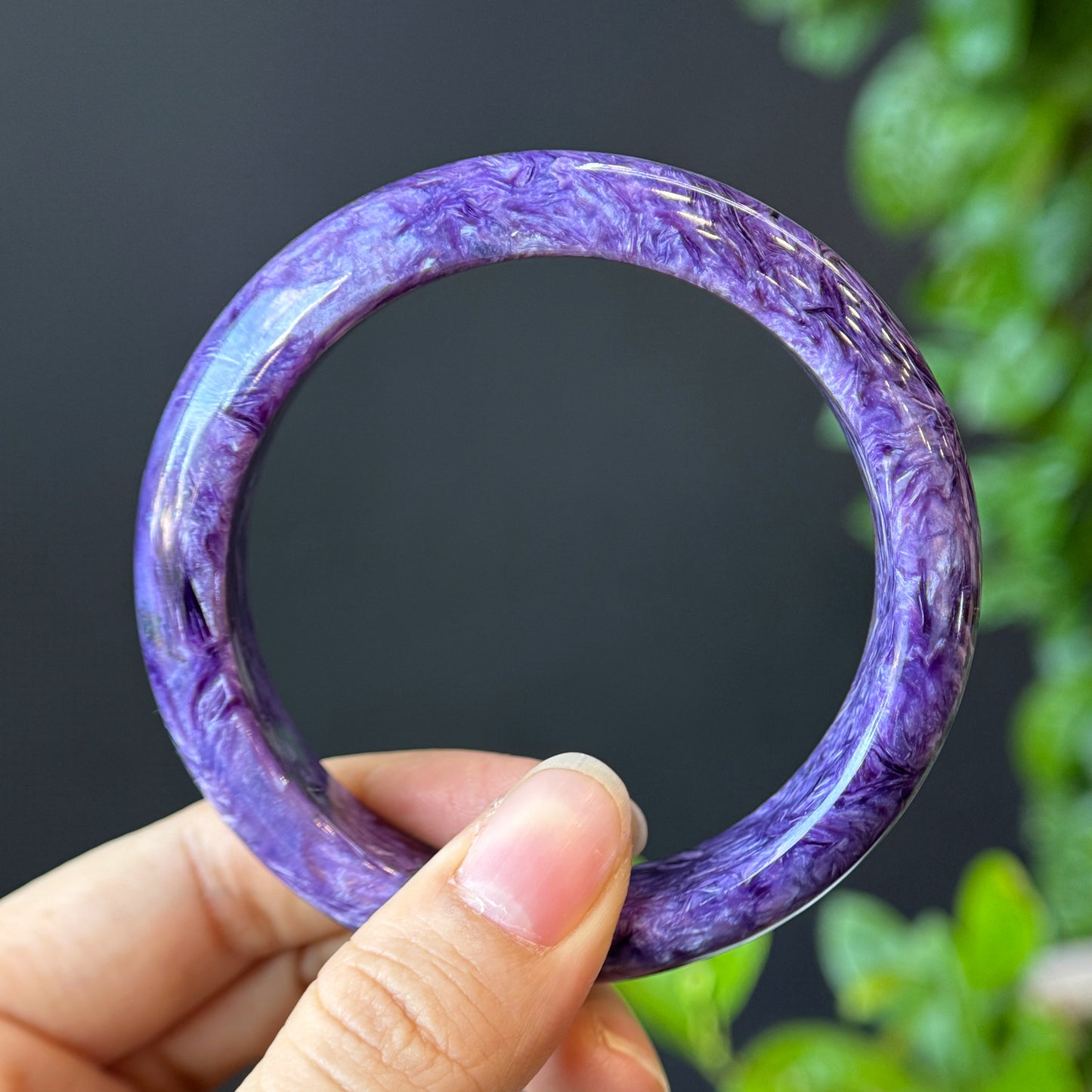 Charoite Bangle Leaf Style Size 60 mm