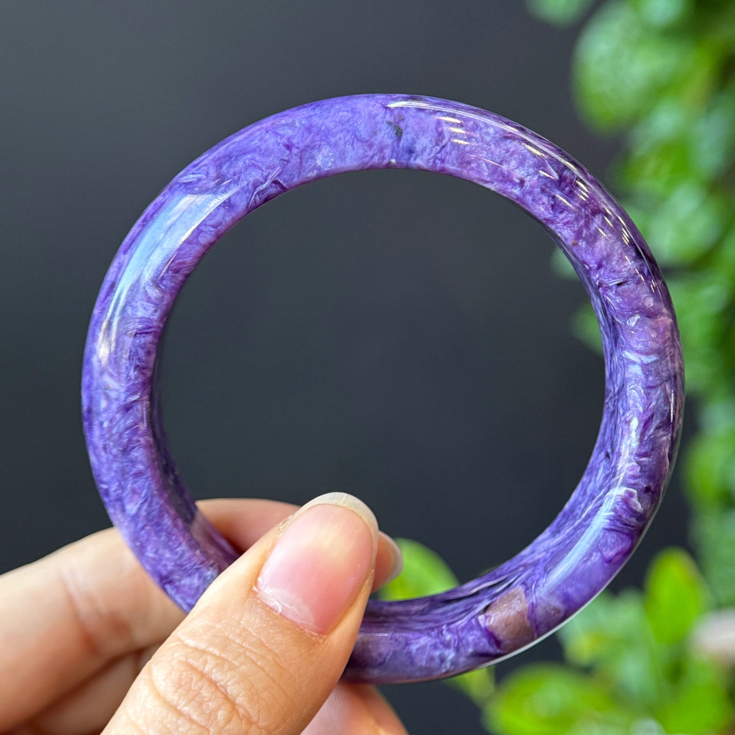 Charoite Bangle Leaf Style Size 60 mm