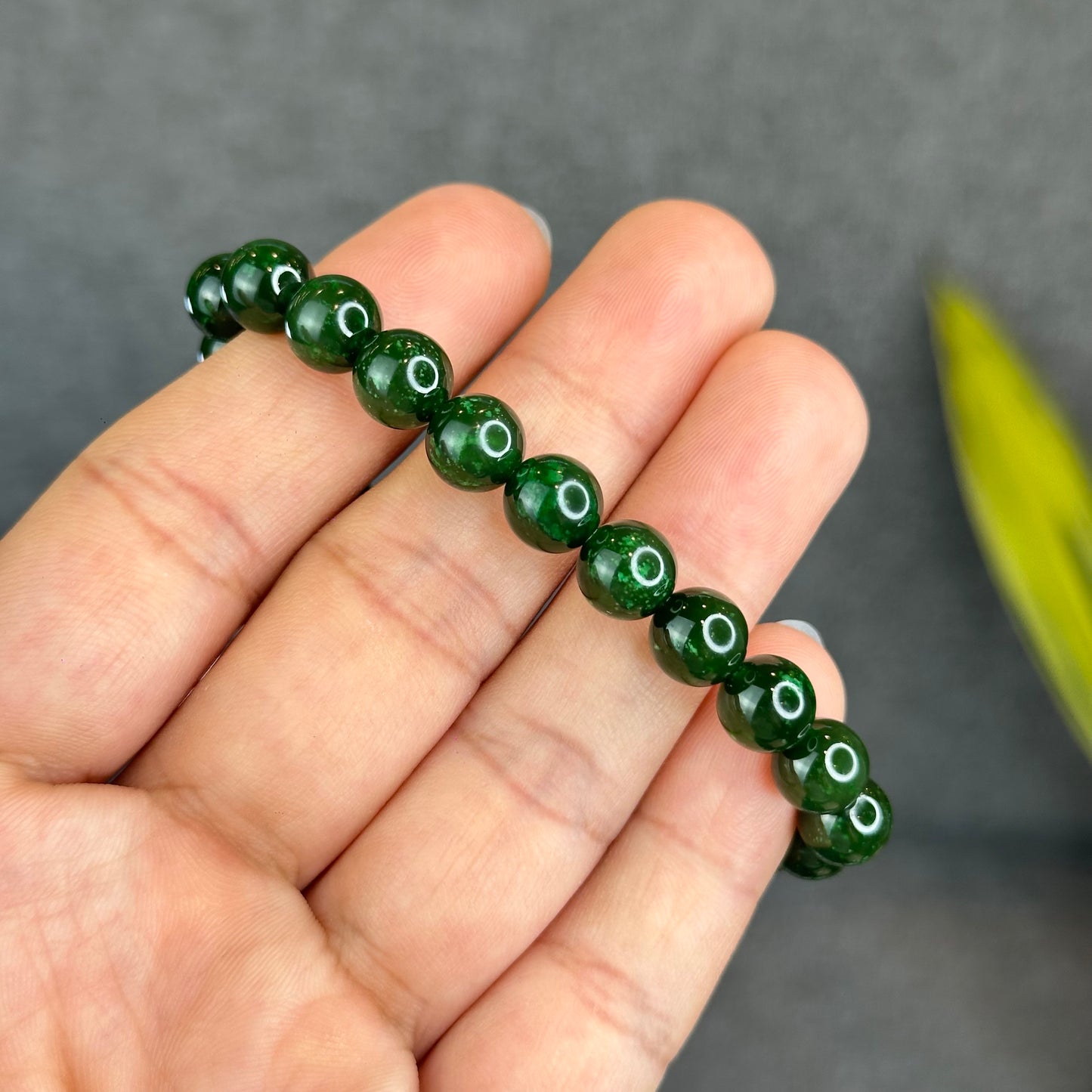Natural Nephrite Jade Bracelet Size 8 mm - High Quality