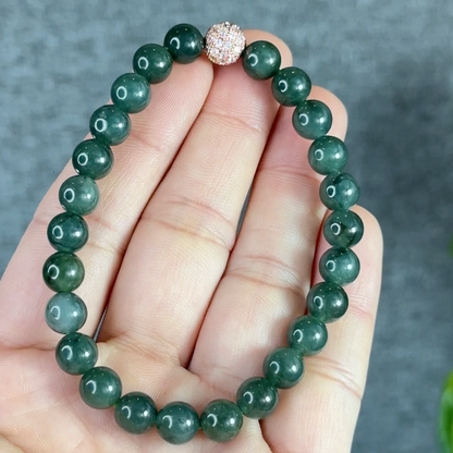 Water Green Natural Jadeite Jade Bracelet Size 7.6 mm