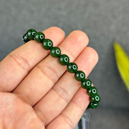 Natural Nephrite Jade Bracelet Size 8 mm - High Quality