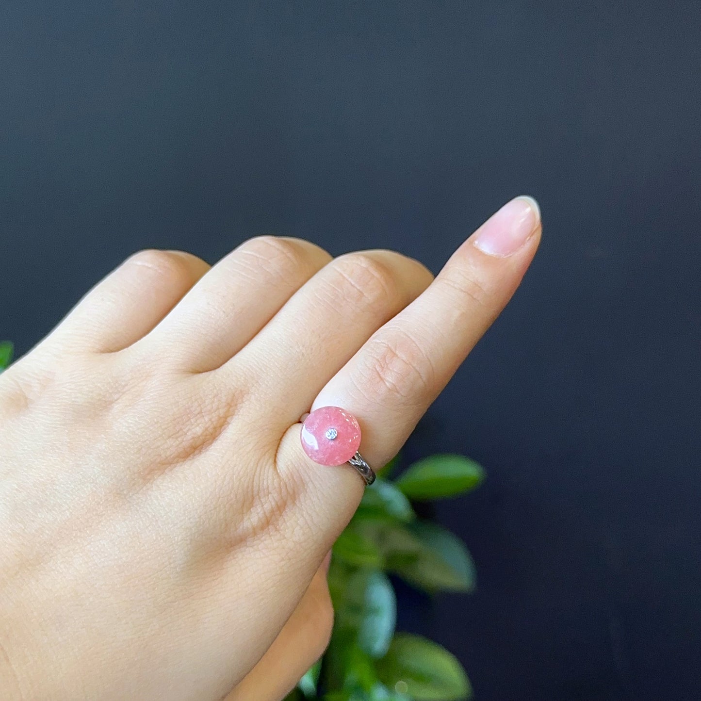 Bague Dong Dieu Rhodochrosite en Argent Taille 1.7