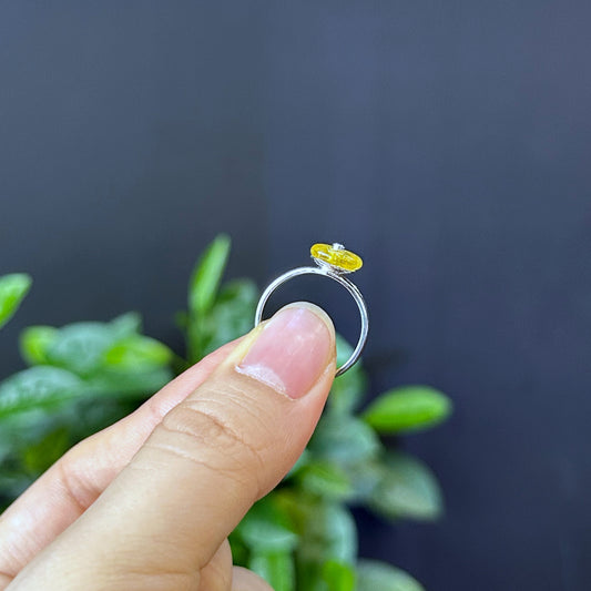 Dong Dieu Natural Golden Tourmaline Ring in Silver Size 1.7