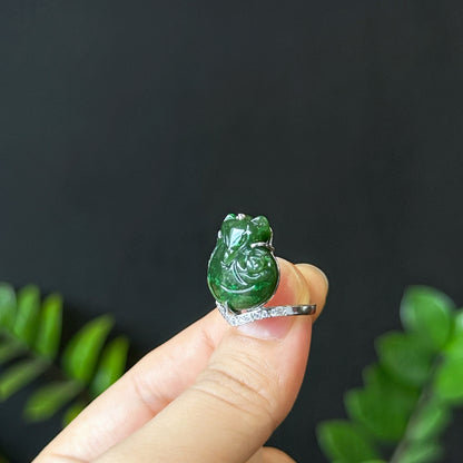 Ho Ly Nephrite Jade Ring In Silver Setting Size 1.75