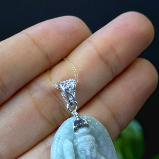 Bat Dong Protection Buddha Natural Jadeite Jade Pendant - Year of Rooster