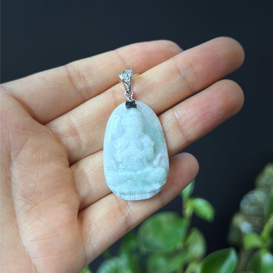 Đại Nhật Protection Buddha Natural Jadeite Jade Pendant - Year of Goat and Monkey