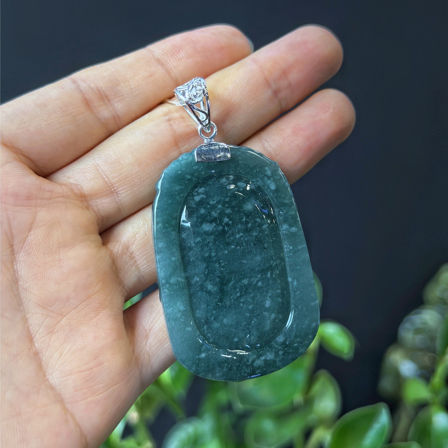 Pisces Fish Water Green Natural Jadeite Jade Pendant