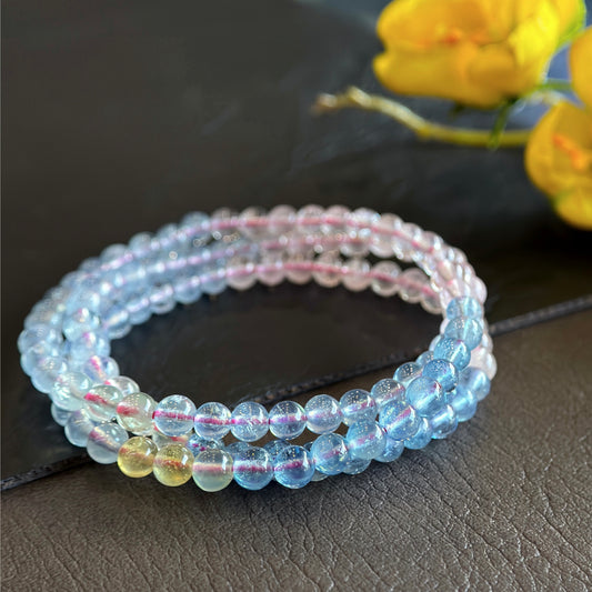 Natural Beryl Triple Wrap Bracelet Size 4.5-5 mm