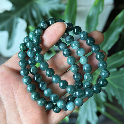 Dark Water Green Jadeite Jade Bracelet Size 8 mm