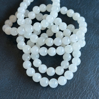 White Natural Jadeite Jade 108 Bead Triple Wrap Necklace Size 8 mm