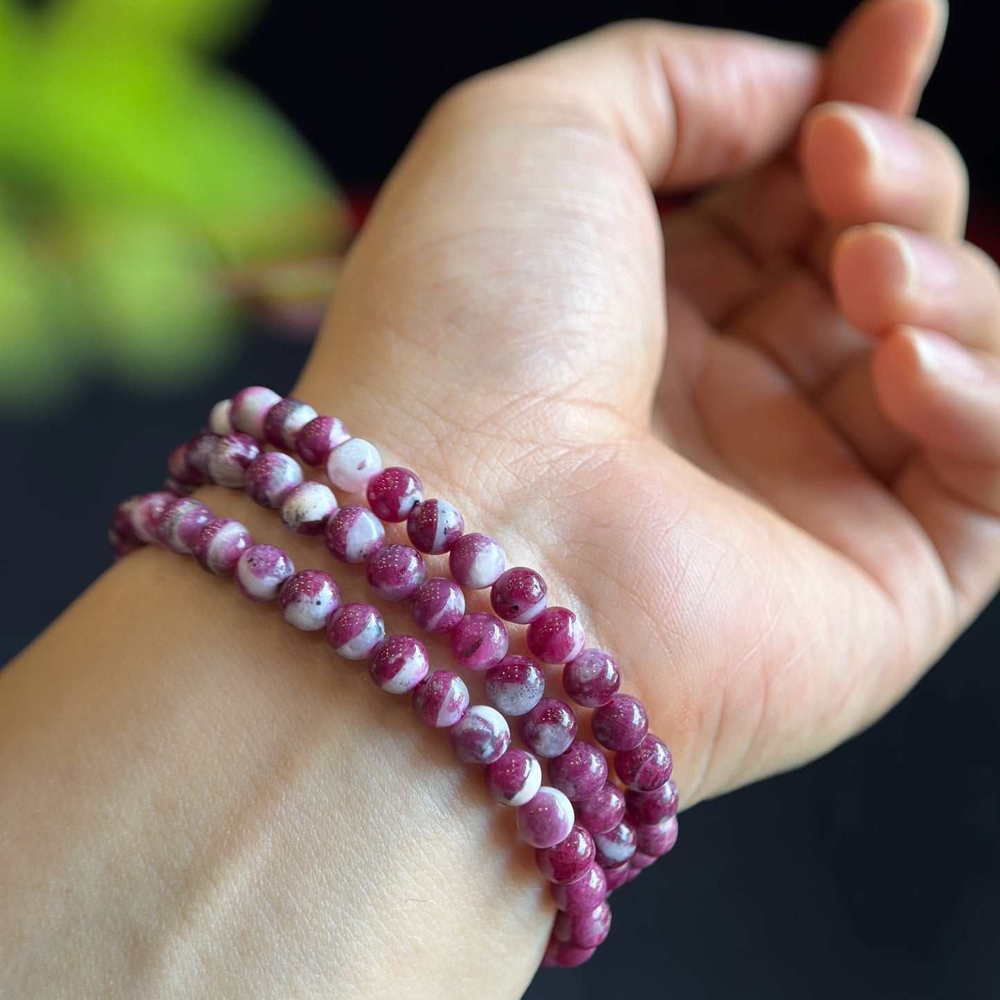 Ruby Triple Wrap Bracelet Size 4-5 mm