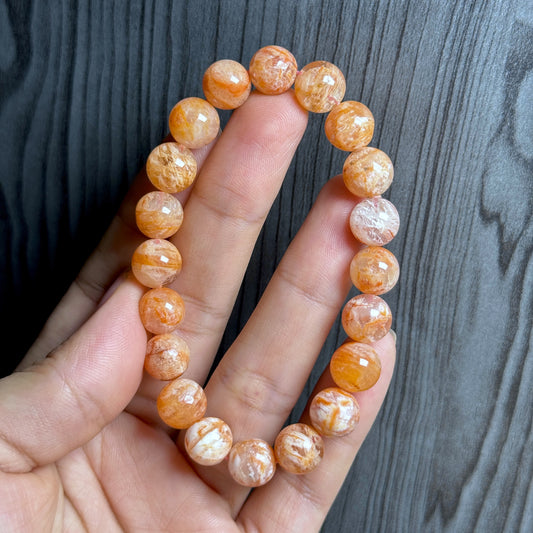 Natural Orange Landscape Sericite Quartz Bracelet Size 9 mm