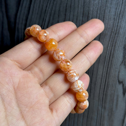 Natural Orange Landscape Sericite Quartz Bracelet Size 9 mm