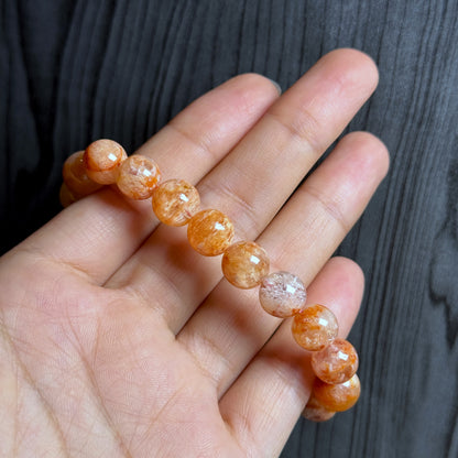 Natural Orange Landscape Sericite Quartz Bracelet Size 9 mm