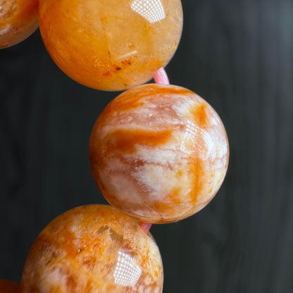 Natural Orange Landscape Sericite Quartz Bracelet Size 9 mm