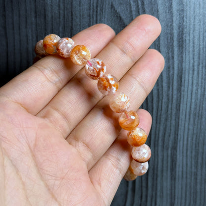 Natural Orange Landscape Sericite Quartz Bracelet Size 9 mm