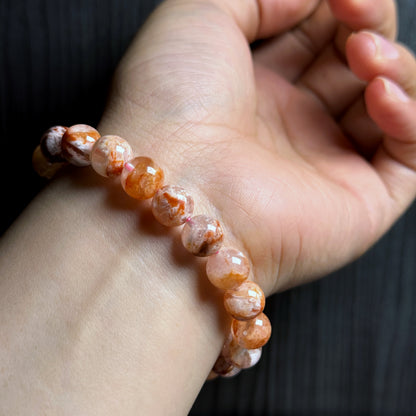 Natural Orange Landscape Sericite Quartz Bracelet Size 9 mm