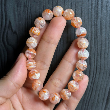 Orange Landscape Sericite Quartz Bracelet Size 10 mm