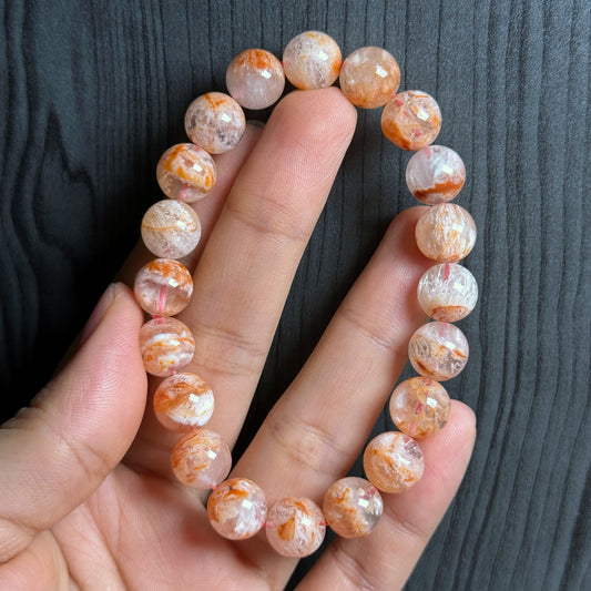Orange Landscape Sericite Quartz Bracelet Size 10 mm