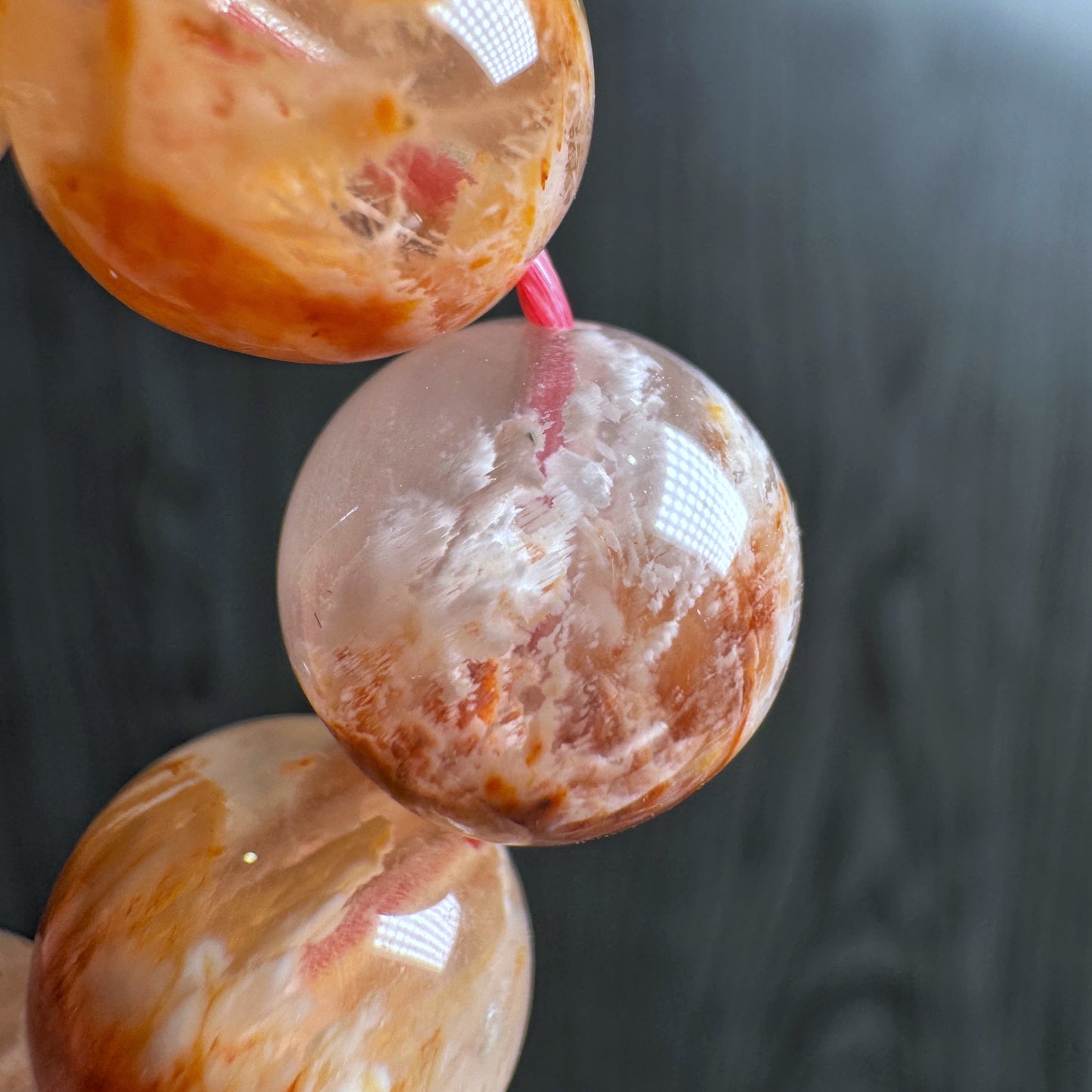 Orange Landscape Sericite Quartz Bracelet Size 10 mm