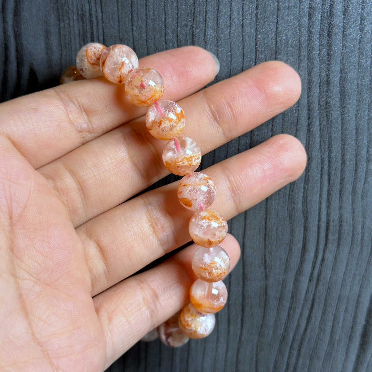 Orange Landscape Sericite Quartz Bracelet Size 10 mm