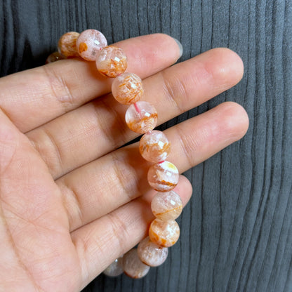 Orange Landscape Sericite Quartz Bracelet Size 10 mm