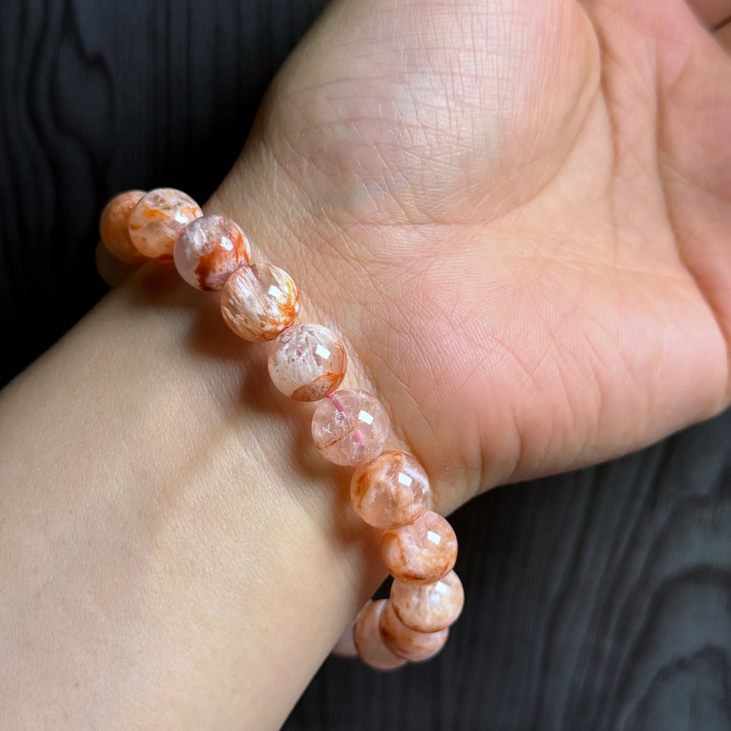 Orange Landscape Sericite Quartz Bracelet Size 10 mm