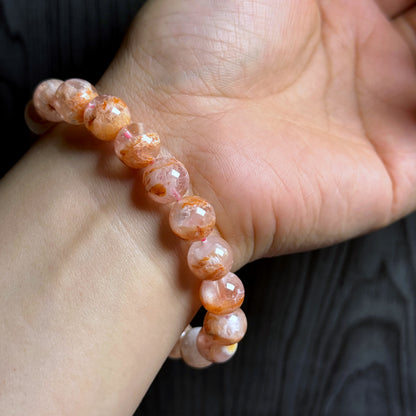 Orange Landscape Sericite Quartz Bracelet Size 10 mm
