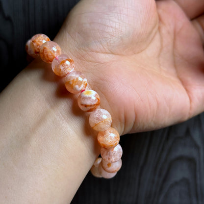 Orange Landscape Sericite Quartz Bracelet Size 10 mm