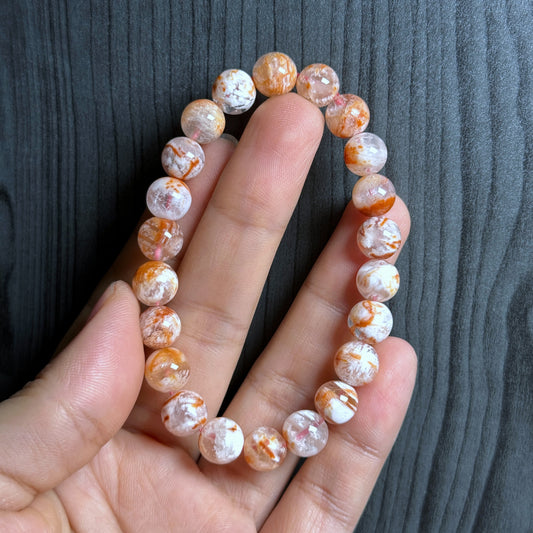Natural Orange Landscape Sericite Quartz Bracelet Size 7 mm