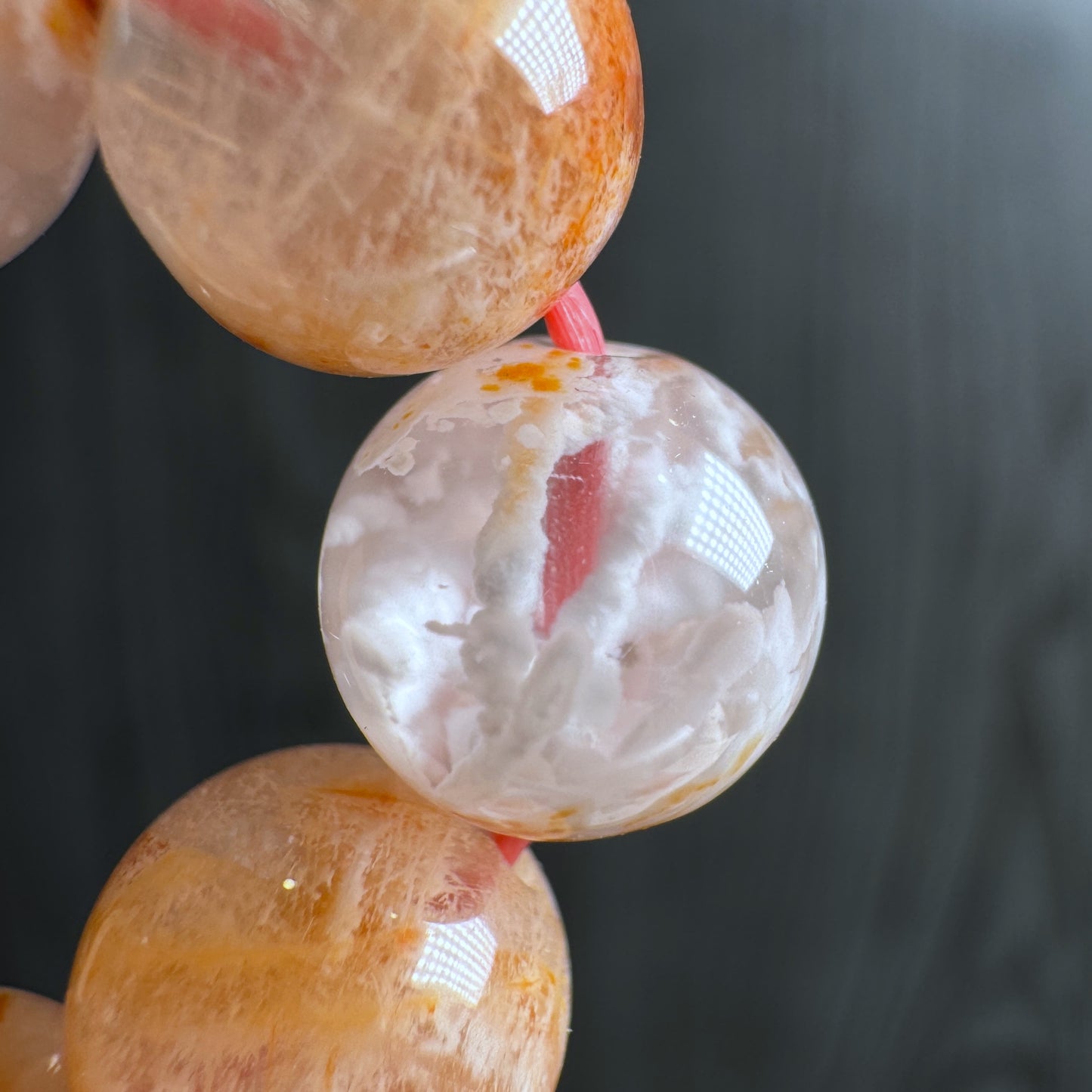 Natural Orange Landscape Sericite Quartz Bracelet Size 7 mm