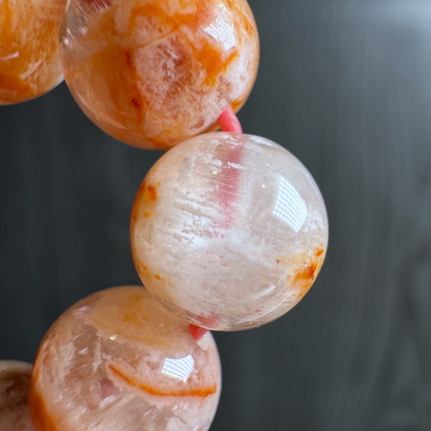 Natural Orange Landscape Sericite Quartz Bracelet Size 7 mm