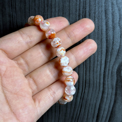 Natural Orange Landscape Sericite Quartz Bracelet Size 7 mm