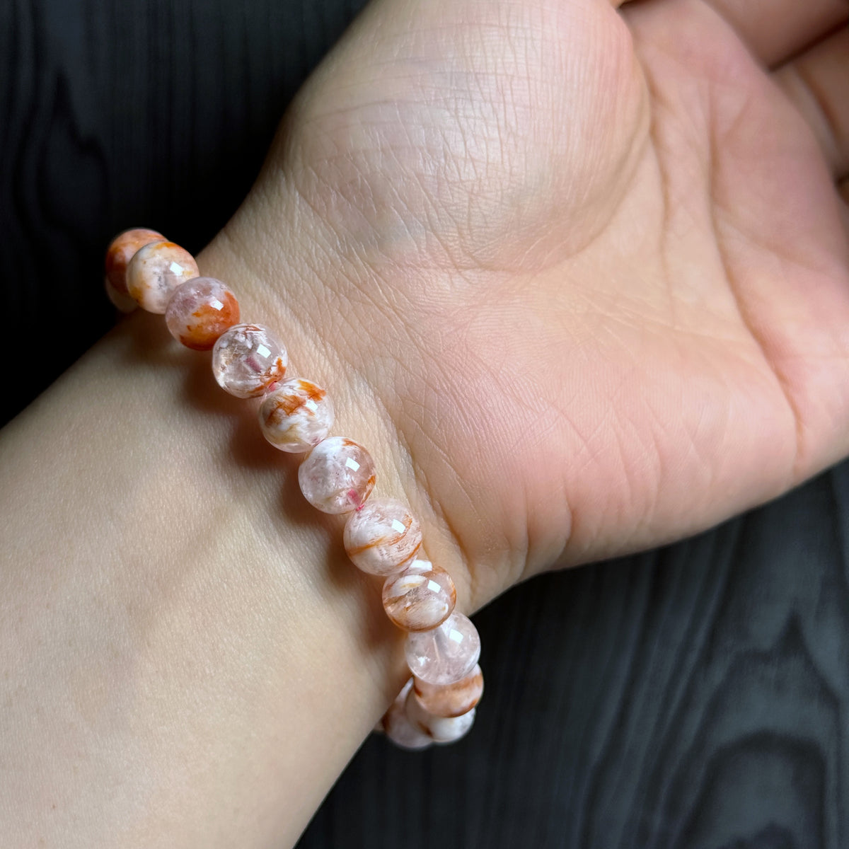 Natural Orange Landscape Sericite Quartz Bracelet Size 7 mm