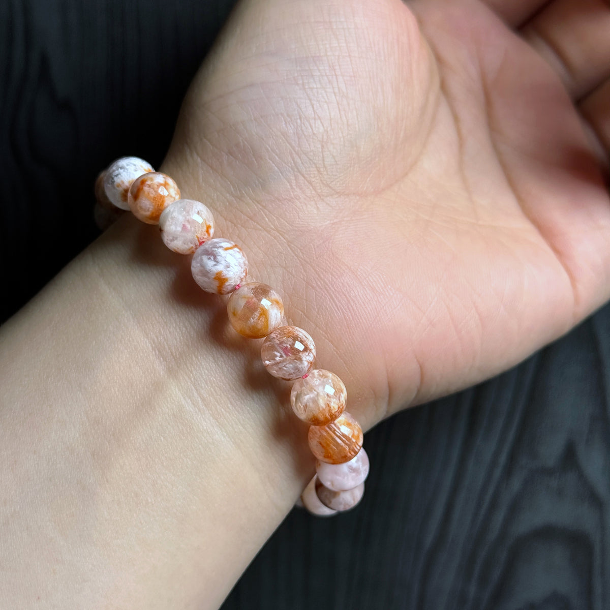 Natural Orange Landscape Sericite Quartz Bracelet Size 7 mm