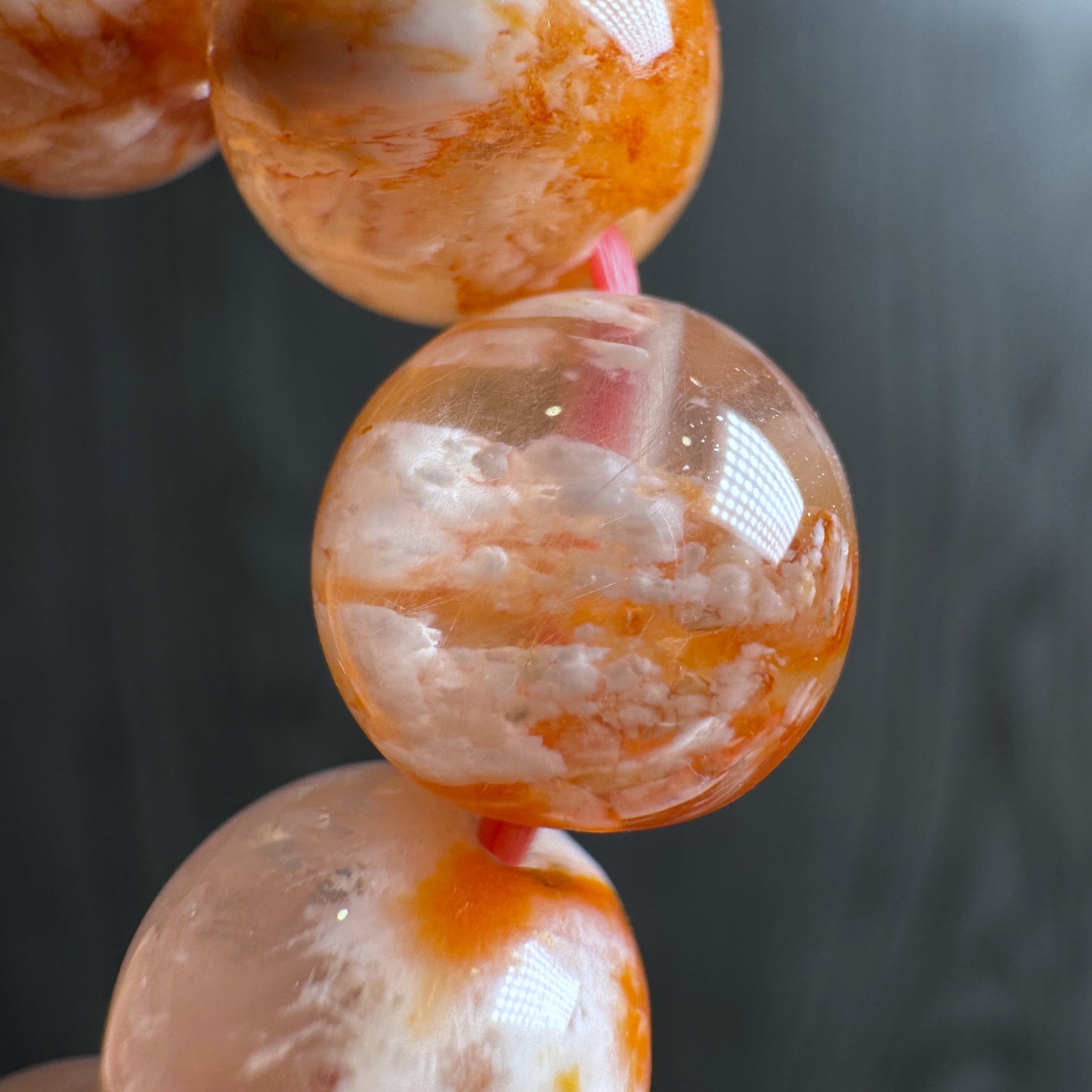 Natural Orange Landscape Sericite Quartz Bracelet Size 7 mm